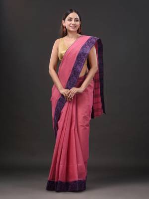 Pure Cotton Hand Woven Tant Saree Without Blouse 2