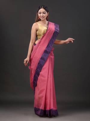 Pure Cotton Hand Woven Tant Saree Without Blouse 3