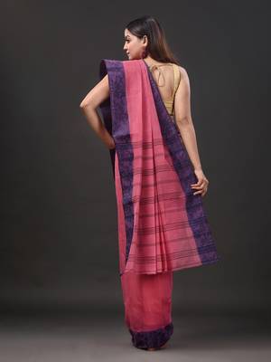 Pure Cotton Hand Woven Tant Saree Without Blouse 4