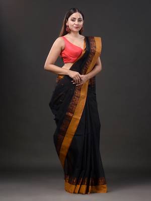 Pure Cotton Hand Woven Tant Saree Without Blouse 3