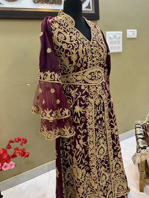 Sale!! Burgundy Dubai embroidery Kaftan Arabian Plus Size Abaya Party Fancy African Clothing Wedding Dresses 3