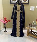 Navy Blue Georgette Zari Handwork Farasha Dress
