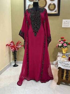 Sale !! Moroccan Dubai Kaftan Abaya Evening Royal Islamic Abaya Caftan Aari Stone Work Dresses 1