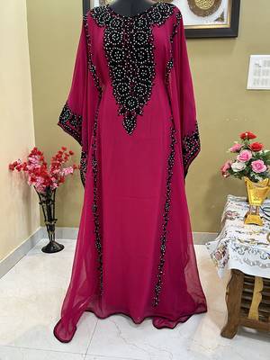 Sale !! Moroccan Dubai Kaftan Abaya Evening Royal Islamic Abaya Caftan Aari Stone Work Dresses 2