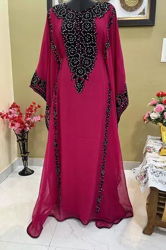 Sale !! Moroccan Dubai Kaftan Abaya Evening Royal Islamic Abaya Caftan Aari Stone Work Dresses