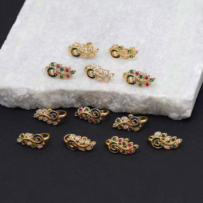 Assorted color nose pin combo of 12 pieces - Jaipur Mart - 4214384