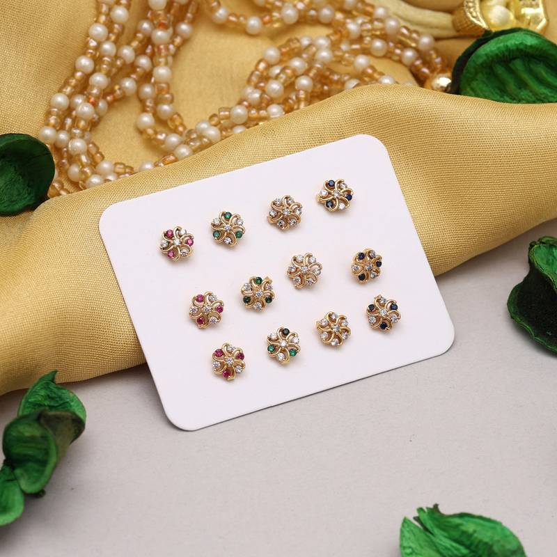 Multi color nose pin combo of 12 pieces