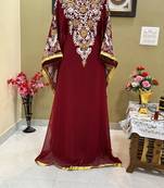 Maroon Georgette Moroccan Party Wear Kaftan