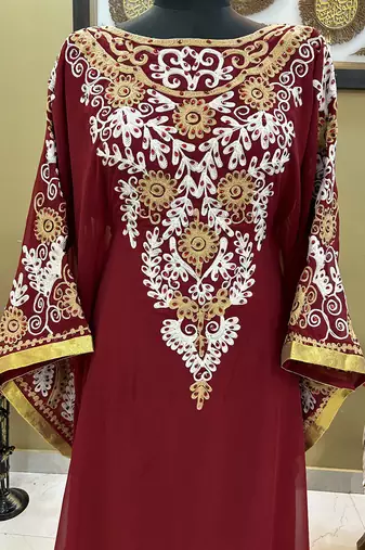 Maroon Georgette Moroccan Party Wear Kaftan