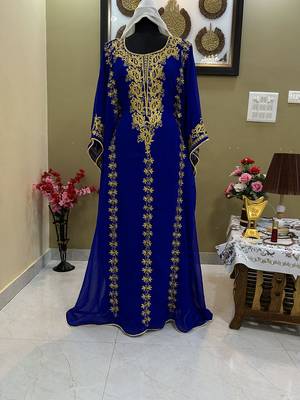 Royal Blue Morroccan Embroidered Islamic Kaftan 1