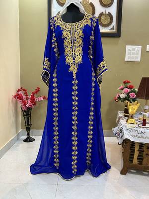 Royal Blue Morroccan Embroidered Islamic Kaftan 2