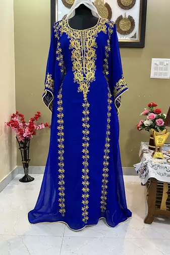Royal Blue Morroccan Embroidered Islamic Kaftan