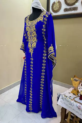 Royal Blue Morroccan Embroidered Islamic Kaftan