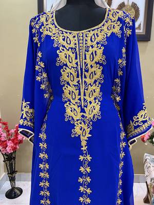 Royal Blue Morroccan Embroidered Islamic Kaftan 4