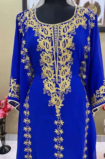 Royal Blue Morroccan Embroidered Islamic Kaftan