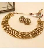Gold plated traditional kundan pearl choker jewellery set for women