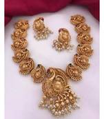 Gold plated traditional kundan pearl choker jewellery set for women