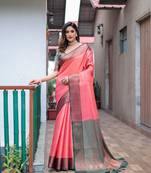SALMON BEAUTIFUL DESIGNER KUBERAPATTU SILK SAREE