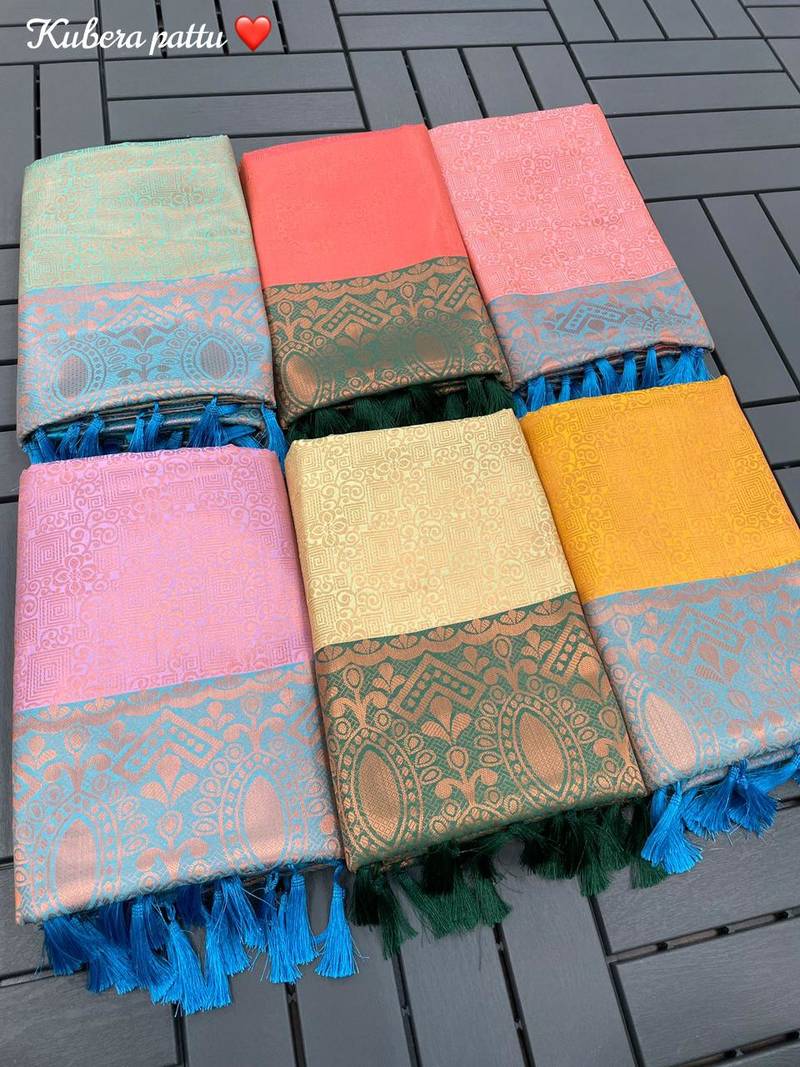 SALMON BEAUTIFUL DESIGNER KUBERAPATTU SILK SAREE