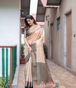 CHAMPAGNE BEAUTIFUL DESIGNER KUBERAPATTU SILK SAREE