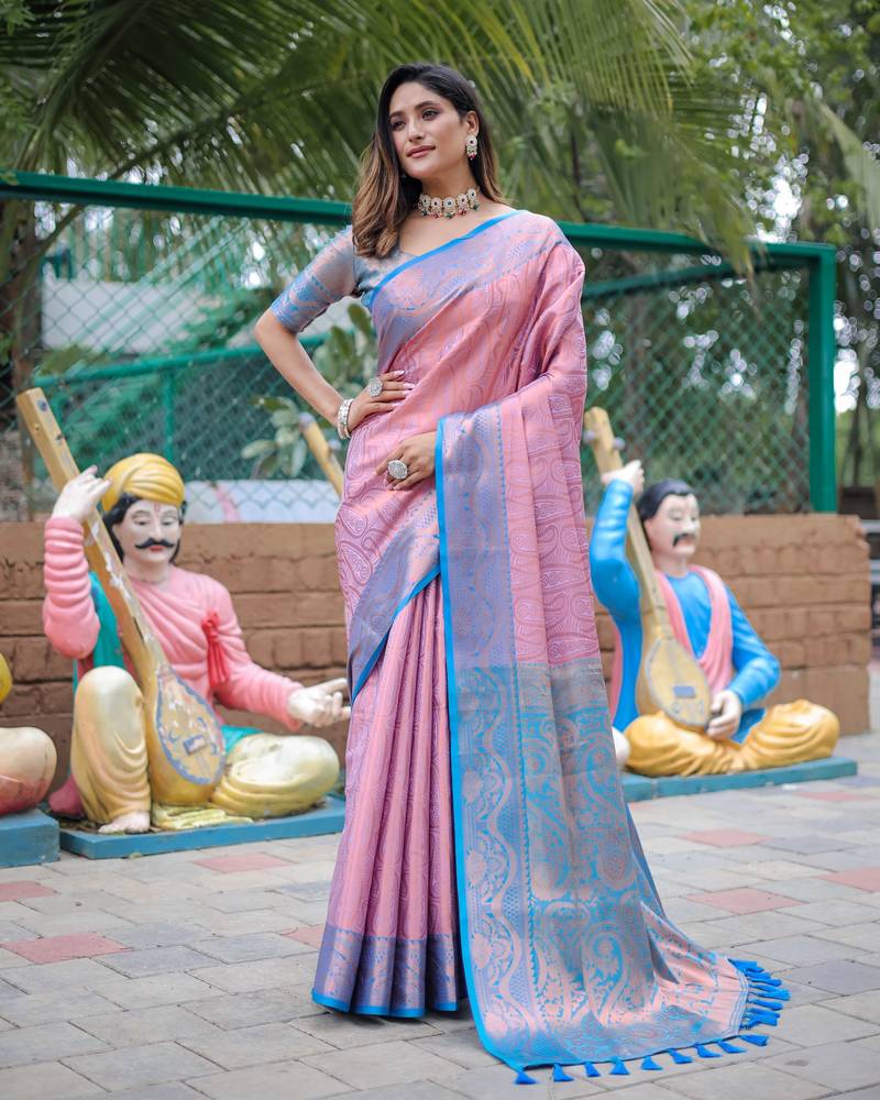 BABY PINK MOST BEAUTIFUL KUBERAPATTUKANJIVARAM SILK SAREE