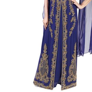 Navy Blue color Long Sleeves Handmade Moroccan KaftanEmbroidered zari work hijab 4