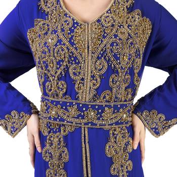 Navy -Blue color Full Sleeves Handmade Moroccan Kaftan With Sun-proof hijab 3