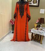 Sale Royal Moroccan Dubai Maroon Kaftan Abaya Evening Islamic Abaya Caftan Aari Stone Work Dress