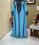 Aqua Georgette Aari Work Kaftan