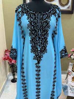 Aqua Georgette Aari Work Kaftan 3