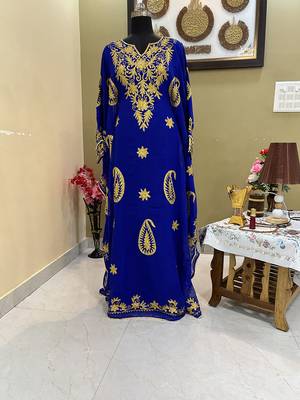 Sale Royal Blue Moroccan Dubai Maroon Kaftan Abaya Evening Islamic Abaya Caftan Aari Stone Work Dress 1