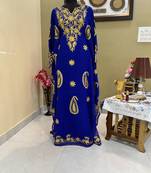 Sale Royal Blue Moroccan Dubai Maroon Kaftan Abaya Evening Islamic Abaya Caftan Aari Stone Work Dress