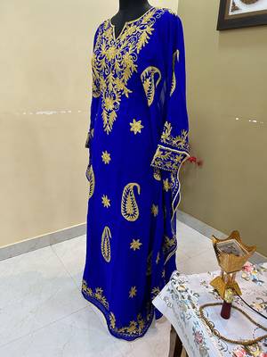 Sale Royal Blue Moroccan Dubai Maroon Kaftan Abaya Evening Islamic Abaya Caftan Aari Stone Work Dress 2