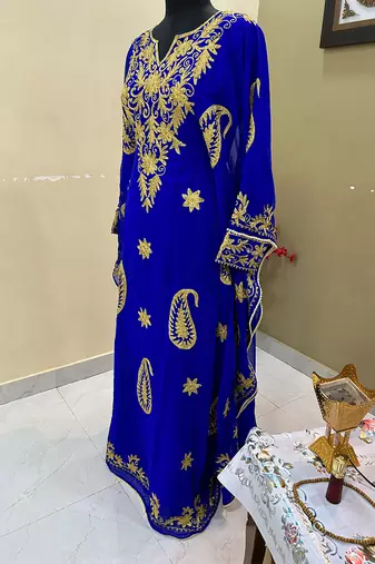 Sale Royal Blue Moroccan Dubai Maroon Kaftan Abaya Evening Islamic Abaya Caftan Aari Stone Work Dress