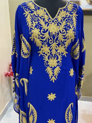 Sale Royal Blue Moroccan Dubai Maroon Kaftan Abaya Evening Islamic Abaya Caftan Aari Stone Work Dress 3