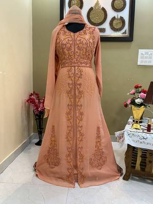 Peach Party Wear Kaftan for Women 1