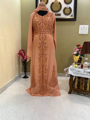 Peach Party Wear Kaftan for Women 2