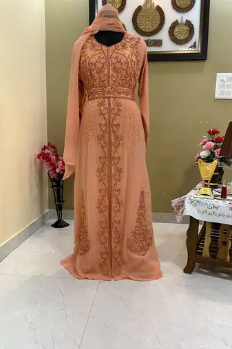 Peach Party Wear Kaftan for Women