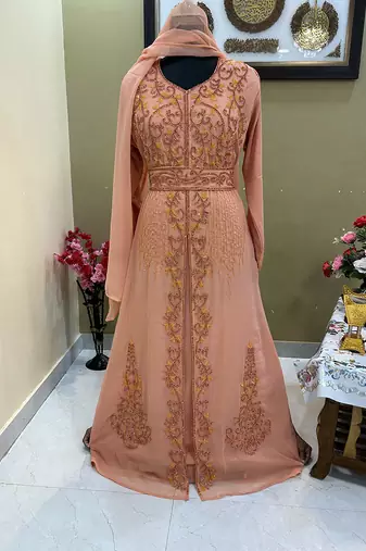 Peach Party Wear Kaftan for Women