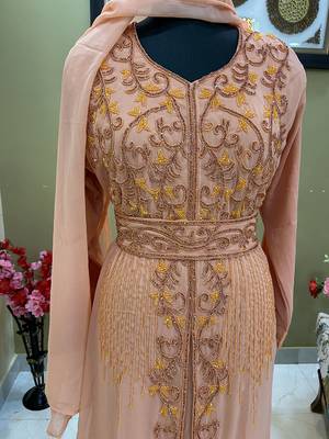 Peach Party Wear Kaftan for Women 4