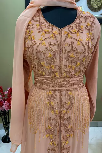 Peach Party Wear Kaftan for Women