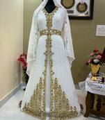 White Georgette Zari Work Kaftan 
