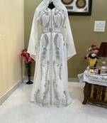 Stunning White Wedding Kaftan with Silver Bead Work