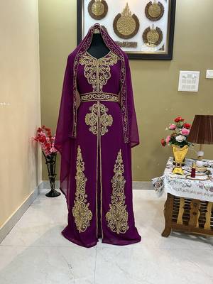 Sale!! Royal Dubai Beaded Wine Kaftan Arabian Plus Size Abaya Party Wear African Clothing Crystal Fancy Work Dress 1