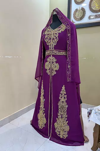 Sale!! Royal Dubai Beaded Wine Kaftan Arabian Plus Size Abaya Party Wear African Clothing Crystal Fancy Work Dress