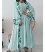 Sea Green Georgette Aari Work Kaftan