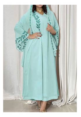 Sea Green Georgette Aari Work Kaftan 2