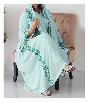 Sea Green Georgette Aari Work Kaftan 4