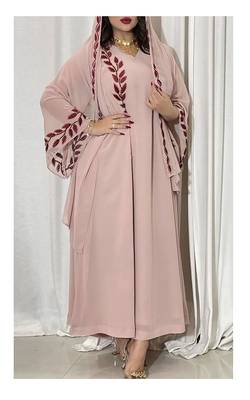 Sale Royal Moroccan Dubai Pink Kaftan Abaya Evening Islamic Abaya Caftan Aari Stone Work Dress 1