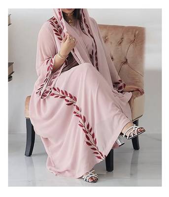 Sale Royal Moroccan Dubai Pink Kaftan Abaya Evening Islamic Abaya Caftan Aari Stone Work Dress 2
